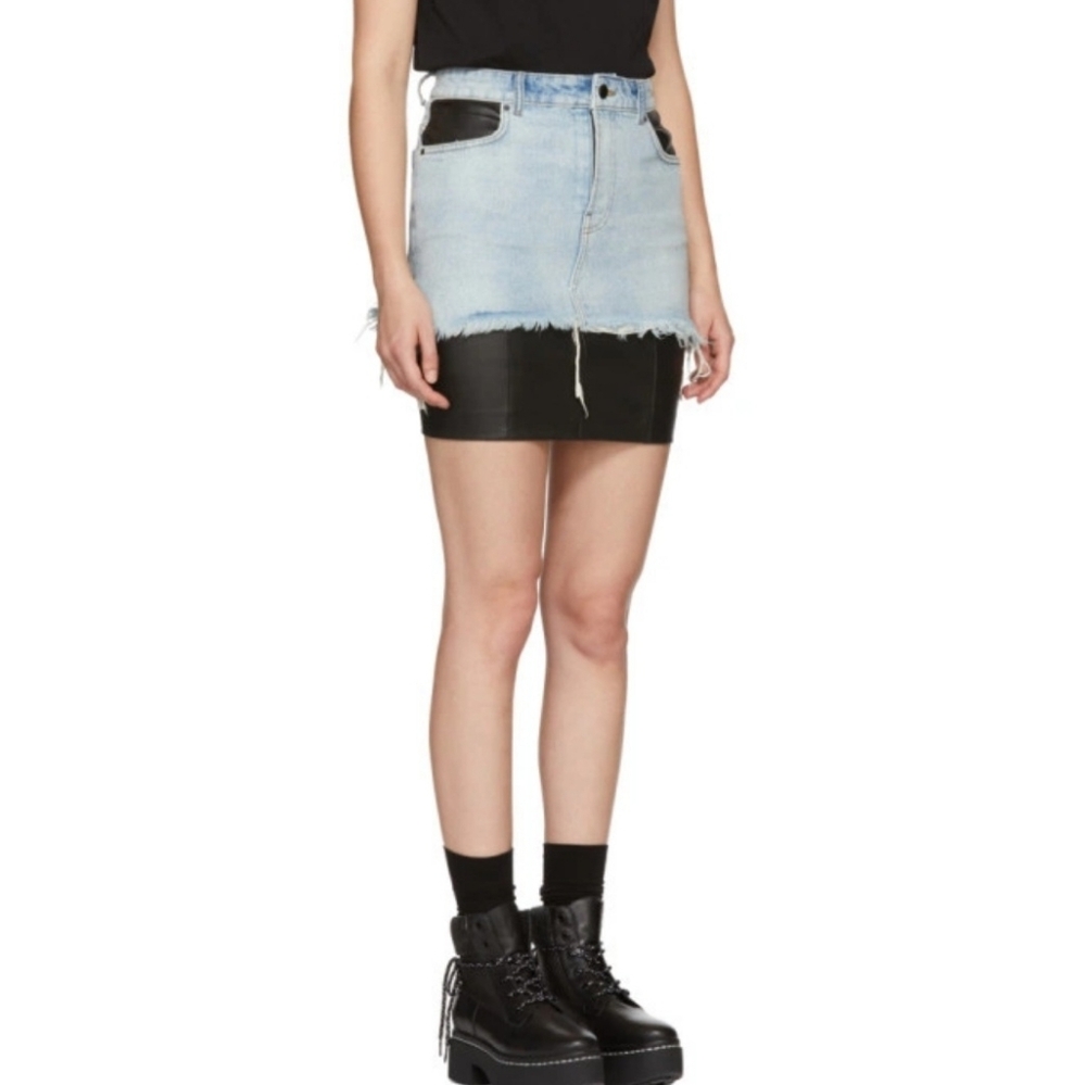 Alexander Wang Light Blue and Black Mini Skirt